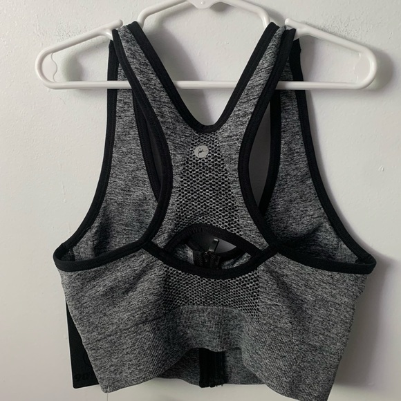 90 Degree by Reflex Grey & Black Racerback Sports Bra - Picture 3 of 6